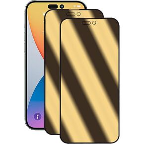 Compatible with iPhone 14 Pro Privacy screen protector 2 Pack Mirror Anti-Blue Light Tempered Glass Gradient Colorful espejo Anti-Spy protection film full coverage (Gold 6.1 inch)