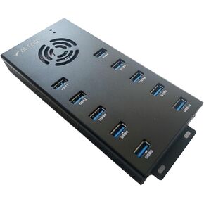 ALTAIRTECH.IO 10-PORTS PALLED USB 3.0 HUB مع محول طاقة 12V 10A ، موسع متعدد المنافذ تنقل البيانات السريع نقل بيانات USB لجهاز الكمبيوتر المحمول ، الكمبيوتر ، الهاتف المحرك ، محرك الأقراص الدقيقة ، فلاش ، عمال المناجم