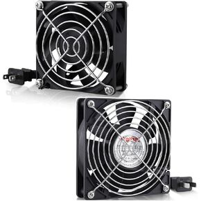 Wathai EC 80mm 120mm 110V 120V 220V 240V Muffin Fan Dual Ball with AC Wall Plug for Small Electronics Computer Project Cooling 2 Pack