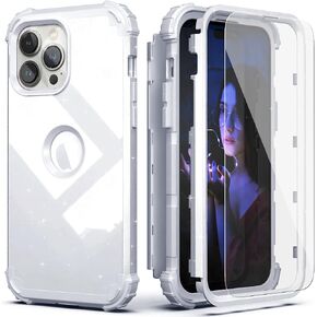 IDweel for iPhone 14 Pro Max Case,for iPhone 14 Pro Max with Screen Protector for Women, 3 in 1 Shockproof Slim Fit Hybrid Heavy Duty Hard PC Cover Soft Silicone Bumper Full Body Case,Rose Gold