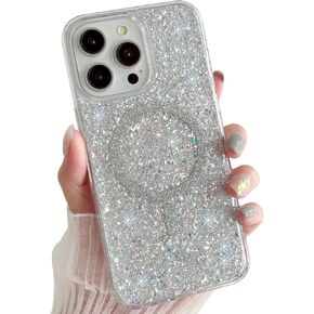 Cute Sparkly for iPhone 15 Pro Max Case Compatible with MagSafe, Shock Proof Glitter Women Phone Cover for iPhone 15 Pro Max Magnetic Case 6.7" (Twinkle Stardust)