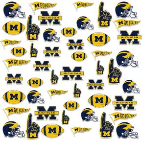 University of Michigan Football Spirit 50ct Vinyl Large Deluxe Stickers Variety Pack - Laptop, Water Bottle, Scrapbooking, Tablet, Skateboard, Indoor/Outdoor