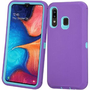 Annymall Heavy Duty Defender Armor Case for Samsung Galaxy A20/A30/A50 - Built-in Screen Protector - Black