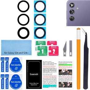 2PCS Soaosdr Original Back Rear Camera Lens Glass Replacement for Galaxy S24 6.2 inch and S24 Plus 6.7 inch with Lens Protective Film+pre-Installed Adhesive+Reparing Toolkit+Installation Manual