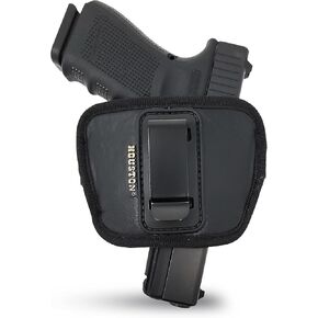 Houston Gun Holsters IWB and Outside Gun Holster - by Houston - ECO Leather Concealed Carry Soft Material | Fits Glk 20/21/22/17, Walter Creed / PPQ RGR 57, LC9, FN 5.7, Black (71BM-XL)