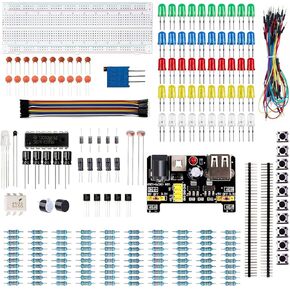 Electronics Fun Kit w/Power Supply Module, Jumper Wire, Precision Potentiometer, 830 tie-Points Breadboard, Basic Starter Kit for R3 Project