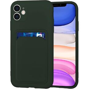 علبة بطاقة السيليكون متوافقة مع iPhone 11 6.1 بوصة ، حالة حماية ممتصة للصدمات مع حامل البطاقة ، حافظة محفظة ناعمة متوافقة مع iPhone 11-Orange Red