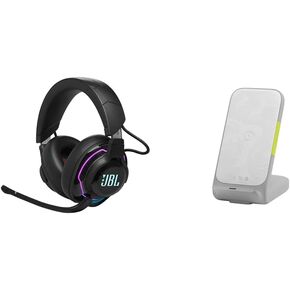 JBL Quantum 910 Wireless Gaming Headset and InfinityLab InstantStation Wireless Stand 33W PD USB-C and USB-A Compact Fast Charging Wireless Charger (White)
