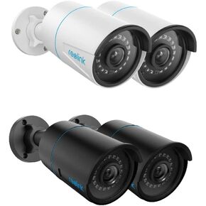 Reolink Poe Cameras Outdoor Home Cameras ، كاميرات IP للمراقبة بدقة 5 ميجابكسل ، الكشف عن الإنسان/المركبات الذكية ، Timelapse ، رؤية ليلية 100 قدم ، بطاقة SD تصل إلى 256 جيجا بايت ، 2x RLC-510A White Bundle 2x RLC-510A-Black