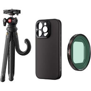 FREEWELL Pro Filmmaker iPhone 16 Pro Max Case with VND (1-5 Stops) Filter & 2-in-1 Flexible Tripod Kit
