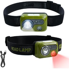 Himalaya LED Headlamp Flashlight, Green Head Lamp with White Red Light, Lightweight Waterproof IPX64 Headlight with Comfortable Headband for Camping Hiking Running Work Travel
