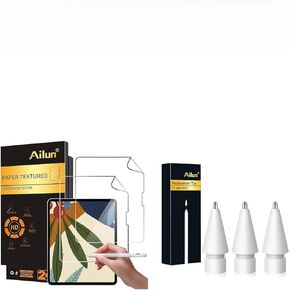 Ailun for iPad Air 13 Inch 2025/2024 [7th/6th Gen] 2 Pack Paper Textured Screen Protector and 3 Pack Apple Pencil Tips Replacement