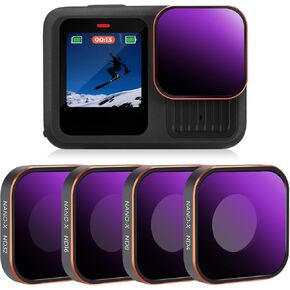 K&F Concept ND Filter Set Compatible with GoPro Hero 13 Black,4Pack ND8 ND16 ND32 ND64 Neutral Density Light Reduction Filters for Go Pro Hero 12/11/10/9 Black,HD Optical Glass Plastic Frame