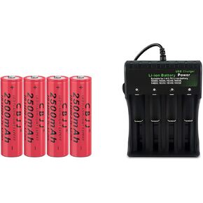 3.7volt 14500 Battery Charger 3.7v 2500mah Rechargeable Batteries (4pack, 4bay 0928)