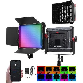 AMBITFUL P35R RGB Video Lighting with Softbox,RGB LED Video Light with APP Control,Photography Lighting Kit CRI/TLCI 97 for Tiktok YouTube, Gaming, Zoom,Video Recording