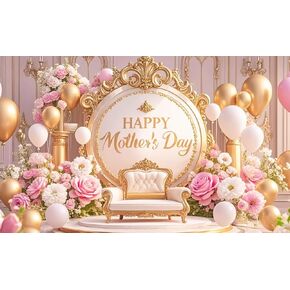Mother's Day Photography Backdrop Indoor Outdoor Garden Party Home Decorations 71 x 43Inch Festival Flower Balloon Banner Decoration Thanks Mama Background Banner Decoration