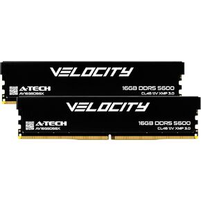 A-Tech Velocity RAM 32GB (2x16GB) DDR5 5600MHz (PC5-44800) XMP 3.0 UDIMM 1.1V Non-ECC DIMM 288-Pin Desktop Computer Gaming Memory - AV2K16G5D56X
