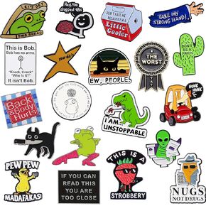 20 Pcs Funny Enamel Pins Bulk Cute Backpacks Pins Aesthetic Cool Cat Lapel Pin Set Fun Novelty Frog Badge Brooch for Adults Teens Girls Backpacks, Hats, Bags, Lanyards