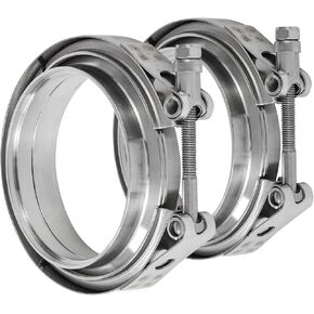 3.5 بوصة على شكل حرف V Turbo Downpipe العادم المشبك، 3.5 بوصة 3.5 بوصة على شكل حرف V طقم مشبك شفة مع شفة ذكر أنثى من الفولاذ المقاوم للصدأ لأنبوب العادم، قطعتان in Kuwait