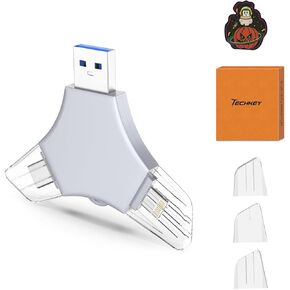 محرك أقراص USB 3.0 فلاش 64 جيجا بايت لجهاز iPhone ، 3in1 عصا تخزين حارس مرمى صور الذاكرة الخارجي لالتقاط الصور/الفيديو/البيانات الاحتياطية ، V7.10high SPEED Thumb محركات iPhone/iPad/Android/PC - الصلب