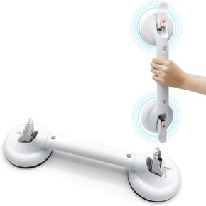 Suction Grab Bar for Shower Bathtub: Upgraded Heavy Duty Non-Slip Grip Handle with Strong Suction Cup for Bathroom Wall, Max Load 269LBS Safety Bar for Elderly Senior Disabled Handicap, 17 Inch, Black
