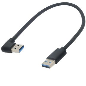 1ft 90 Degree USB Male to Male 5Gbps Data usb3.0 Right Angle USB a Cable Type-A Male to Straight 3.0 Type-A Male(Left 1ft)