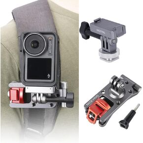NICEYRIG Magnetic Mount Backpack Strap Clamp for DJI Action 5 Pro/4/3, with Removable Cold Shoe & Tripod Mount Holder Universal for GoPro Hero 12/11/10/9/8/7, Akaso Brave Action Camera