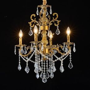 6 Light Classic Traditional Candle-Style Crystal Chandeliers for Dining Room Living Room Bedroom entryway Antique Gold Finish