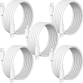 [5 Pack] USB C to USB C Cable, USB C Charger Cable, 6FT USBC Type C Fast Charging Cable for iPhone 15/Pro/Pro Max/Plus, ipad Pro 12.9/11, iPad Air 4/5, iPad Mini 6