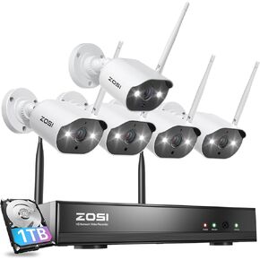ZOSI 2K WiFi Security Camera System,5Pcs 3MP Plug-in WiFi Cameras