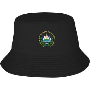El Salvador Flag Bucket Hat Sun Cap, Double Layer Foldable Fisherman Hat for Fishing Hiking Camping Outdoor