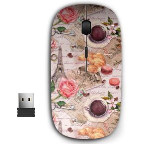 2.4G Ergonomic Portable USB Wireless Mouse for PC, Laptop, Computer, Notebook with Nano Receiver (Eiffel Tower)