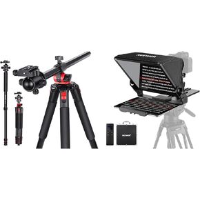 NEEWER 72 inch Camera Tripod Monopod with Teleprompter, Center Column and Ball Head Aluminum, Arca Type QR Plate, Bag, Horizontal Tripod Overhead Camera Mount for DSLR Camera, Video Camcorder