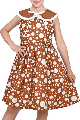 فستان بناتي من Sunny Fashion مصنوع من القطن بجيب منقط أزرق مطوي صيفي بدون أكمام in Kuwait