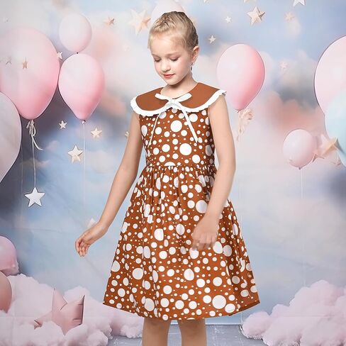 فستان بناتي من Sunny Fashion مصنوع من القطن بجيب منقط أزرق مطوي صيفي بدون أكمام in Kuwait