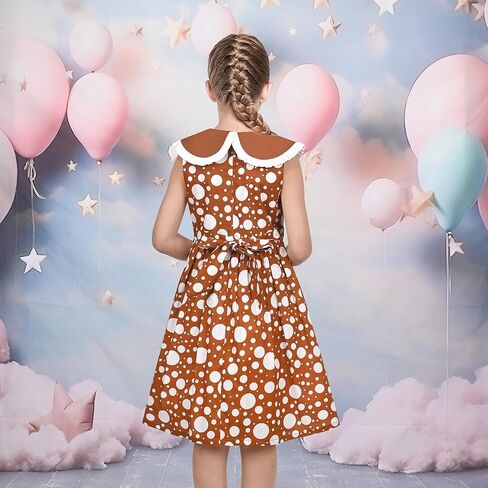 فستان بناتي من Sunny Fashion مصنوع من القطن بجيب منقط أزرق مطوي صيفي بدون أكمام in Kuwait