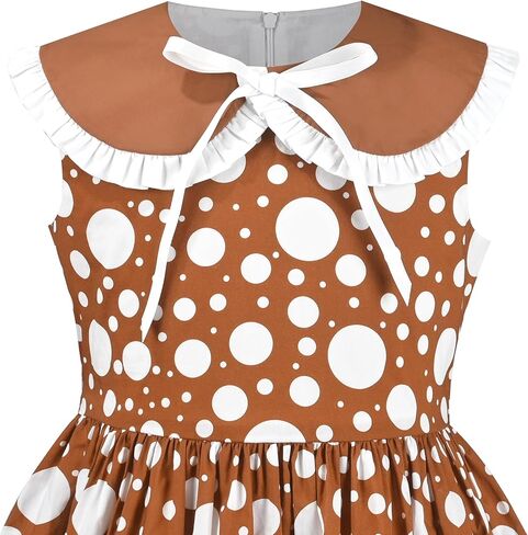 فستان بناتي من Sunny Fashion مصنوع من القطن بجيب منقط أزرق مطوي صيفي بدون أكمام in Kuwait