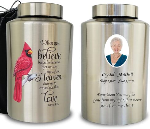 Up to 220 lbs Large Cremation Urns for Adult Human Ashes, Decorative Urn for Male Female Ashes with Velvet Bag（Cardinal） in Kuwait