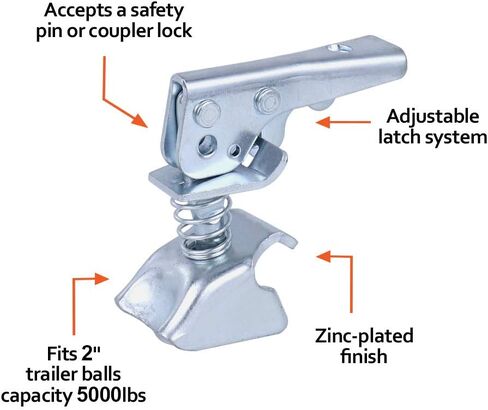 Trailer Coupler Latch with Chain Fits 2'' 5000Lbs Zinc-Plated in Kuwait