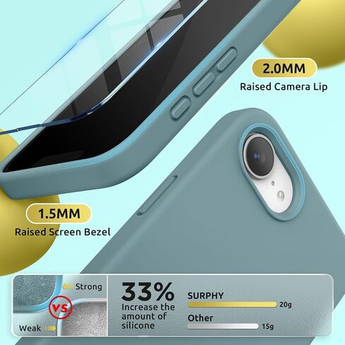 SURPHY for iPhone 17e Case & for iPhone 16e Case Compatible with MagSafe, with Screen Protector, Liquid Silicone Phone Cases (Ultramarine) in Kuwait