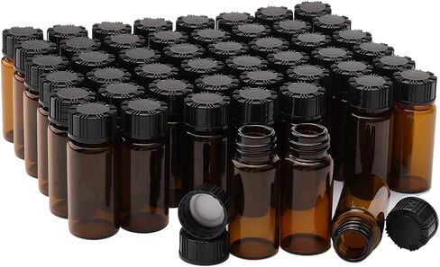 jiuwu 10 Pack Glass Vials with Screw Caps，Amber Small Vials,10 Ml Glass Vials,Glass Bottles for Sample,Essential Oil,Perfume,Liquid Sampling Sample in Kuwait