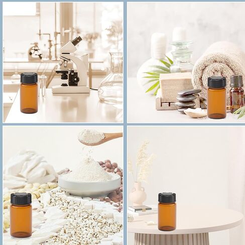 jiuwu 10 Pack Glass Vials with Screw Caps，Amber Small Vials,10 Ml Glass Vials,Glass Bottles for Sample,Essential Oil,Perfume,Liquid Sampling Sample in Kuwait