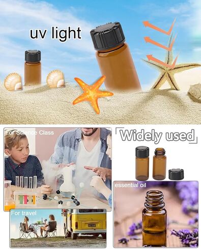 jiuwu 10 Pack Glass Vials with Screw Caps，Amber Small Vials,10 Ml Glass Vials,Glass Bottles for Sample,Essential Oil,Perfume,Liquid Sampling Sample in Kuwait