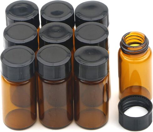 jiuwu 10 Pack Glass Vials with Screw Caps，Amber Small Vials,10 Ml Glass Vials,Glass Bottles for Sample,Essential Oil,Perfume,Liquid Sampling Sample in Kuwait