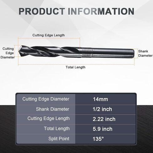 uxcell 14.5mm Drill Bit 10mm Reduced Shank 9341 High-Speed Steel Twist Drill Bit HSS Black Nitriding Surface 135° Drill Bit for Steel Aluminum Alloy Wood Plastic Metalworking in Kuwait