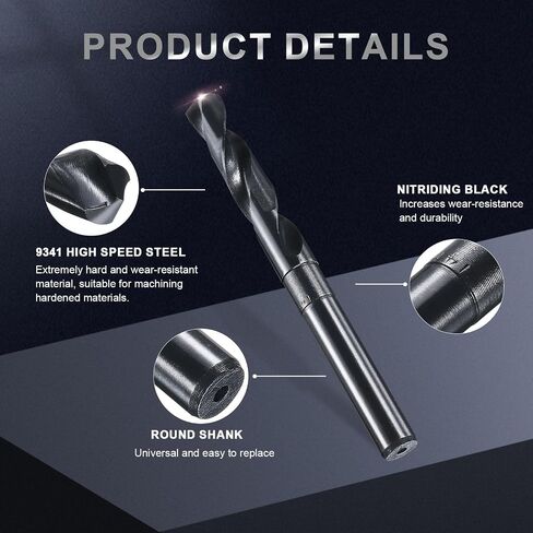 uxcell 14.5mm Drill Bit 10mm Reduced Shank 9341 High-Speed Steel Twist Drill Bit HSS Black Nitriding Surface 135° Drill Bit for Steel Aluminum Alloy Wood Plastic Metalworking in Kuwait