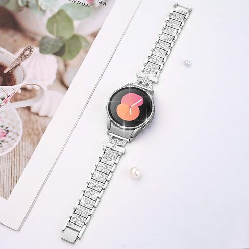 Watbro Metal Watch Band Compatible with Samsung Galaxy Watch 4&5&6 40mm 44mm, 20mm Band with Glitter Screen Protector Case, Luxury Bling D-Shape watch strap for Women in Saudi Arabia