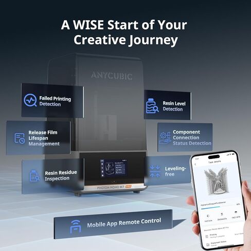 ANYCUBIC Photon Mono M7 MAX Resin 3D Printer, 13.6’’ 7K Large Resin Printer with COB LighTurbo 3.0, Flip-Open Cover Design, Intelligent-Assist Printing, Print Size 11.8'' x 11.7'' x 6.5'' in Kuwait