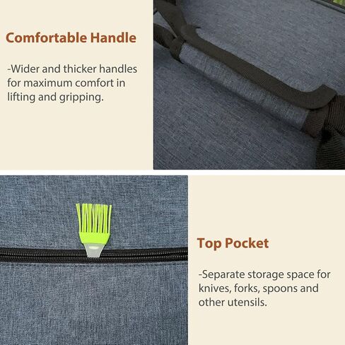 Double Casserole Carrier Bag，Expandable Thermal Food Carrier Insulated Travel Carry Bag for Hot or Cold Food for Picnic Cookouts Potluck Parties Fits 9" x 13" Baking Dish (Gray) in Saudi Arabia