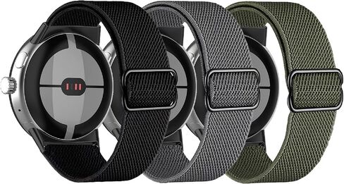 3 PACK Stretchy Nylon Straps Compatible for Google Pixel Watch Band, Sport Adjustable Wristband replacement for Google Pixel Watch Men Women in Saudi Arabia